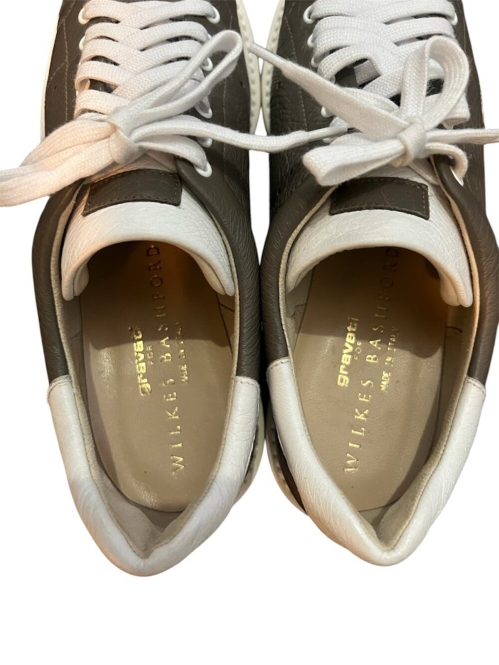 GRAVATI Deerskin Leather Sneakers EU 36.5 / US 6.5 Olive Low Top Italian Luxury - Picture 4 of 10